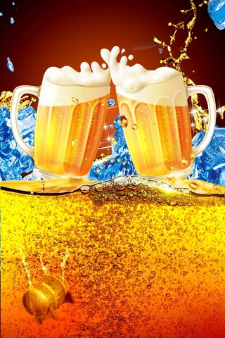 夏天啤酒黄色渐变海报背景素材